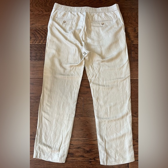 Cremieux Men’s Linen Blend Pants Tan Flat Front 38x30 With Drawstring - Picture 5 of 7